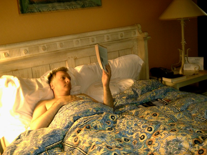 Kevin reading in bed