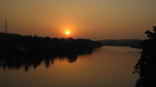 sunset sun river kerala