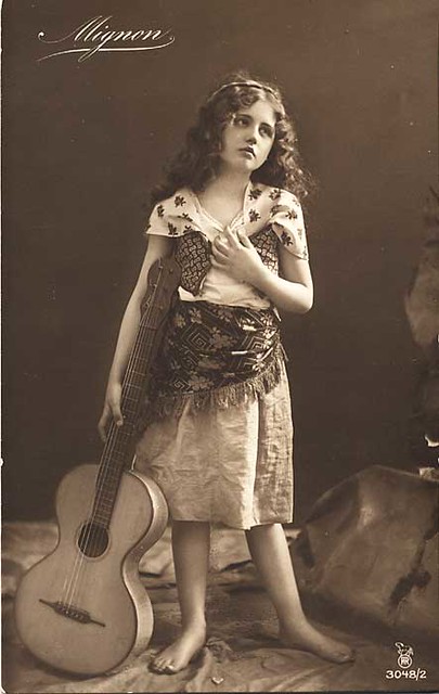 Mignon - little girl with guitar | a postcard I bought off e… | Flickr