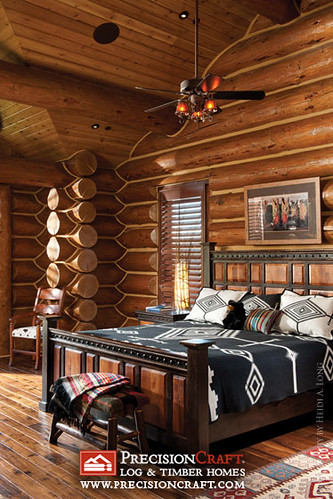 Handcrafted Log Home Master Bedroom