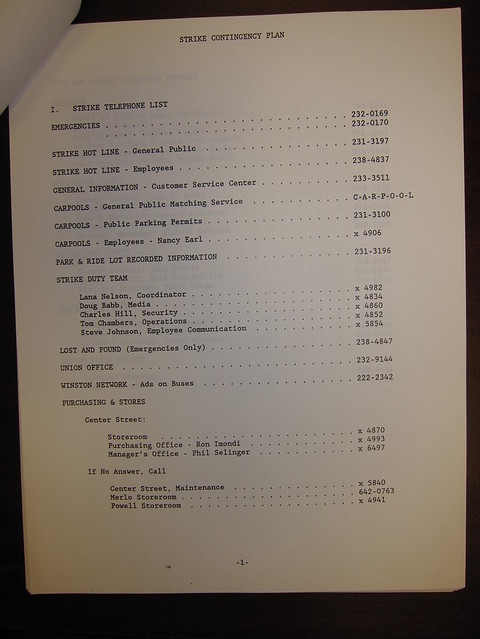 TriMet Strike Contingency Plan, 1985