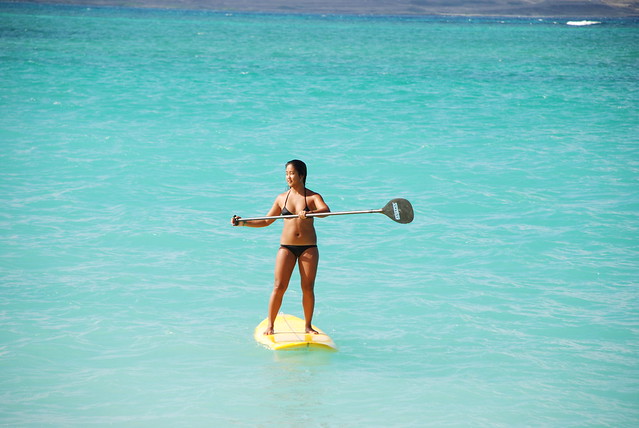 Girl and boat_Kailua Beach HAWAII