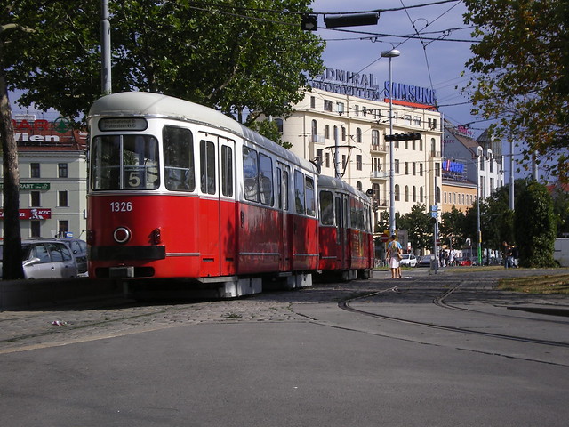 Vienna red tramway