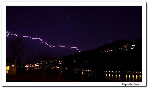 Lightning over Lake by Yogendra174