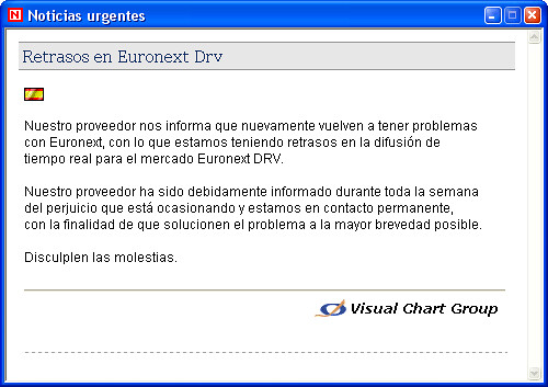 Problemas Visual Chart 3 agosto 2007 17h18m difusion mercado Euronext Drv | by trackrecord