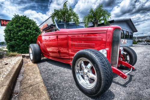 road red sky hot classic car wheel photography nikon vintagecar shiny noir day driving view angle cloudy low sigma tire chrome hotrod vehicle customized rod motor collectors past rider hdr streetrod oldfashioned bybilldickinsonskynoircom