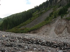 Nisqually River Flood Damage After Flood of Nisqually River in 2006, Mount Rainier National Park, Washington