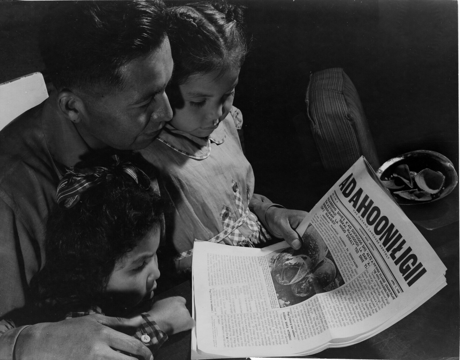 Navajo WWII veteran with his children
