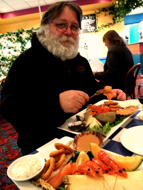 Stan enjoying an Admiral's Seafood Platter at The Vines, Collegians RFC Wollongong
