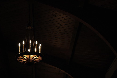 Fake candle chandelier by Bill Selak