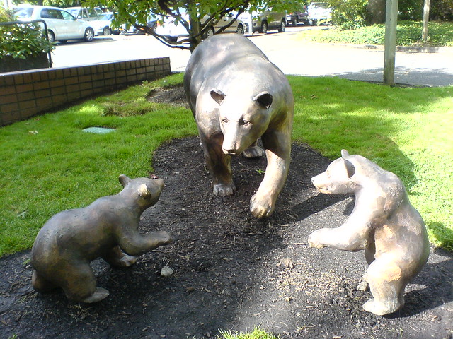 bear sculpture at the lake oswego, oregon public library - DSC00325