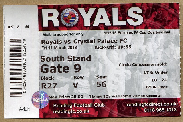Reading v Palace ticket (FA Cup 2016)