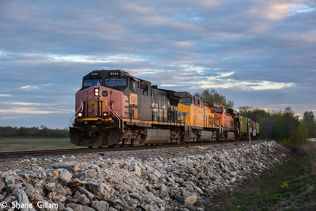 Patched Southern pacific at sunset.