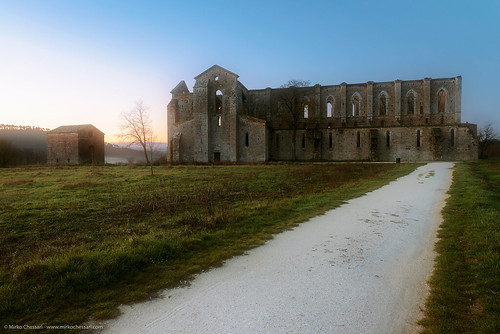 italy abandoned abbey sunrise countryside it tuscany toscana sangalgano chiusdino