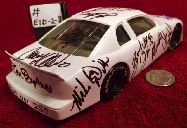 #E1D-2-8, NASCAR, The Late Adam Petty, The Late Dick Trickle, The Late Steve Brynes, and 16 other Drivers signing, White Track Car, #8, 1999, Sears Diehard 250,