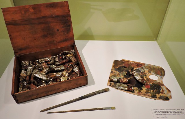 A.Y. Jackson's paintbox, palette, and brushes