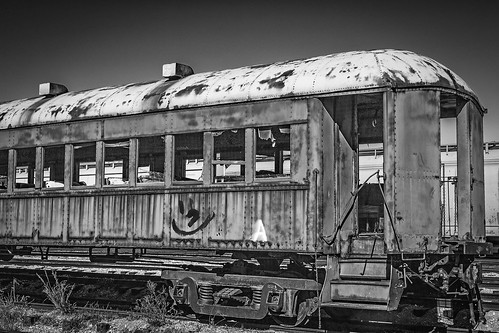 old railroad blackandwhite bw galveston abandoned monochrome graffiti us blackwhite texas unitedstates rail derelict passengercar