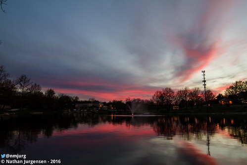 sunset lake reflection water clouds pond kansas lenexa kswx