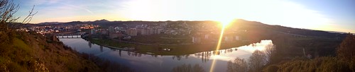 city sunset sky panorama river view
