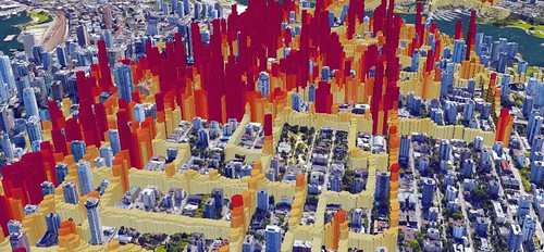 Visualization of measured carbon-dioxide mixing ratios in Downtown Vancouver