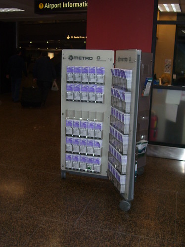 Public transit information rack, Seattle-Tacoma Airport