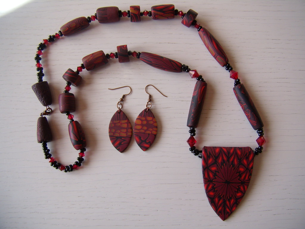 Polymer clay Necklace and earrings | another red | Natalija Cigale | Flickr