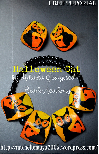 Halloween cat polymer clay tutorial by Beads Academy / Mihaela Georgescu