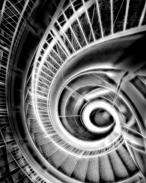 I always love a great staircase. This one at our winter #outofchicago conference was a great one. #stairs #architectureporn #architecture #chicago #topazglow #blackandwhite #bw