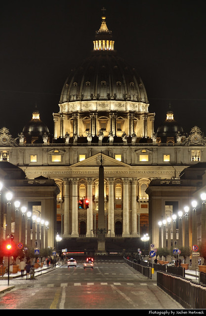 View along Via della Conciliazione towards the Vatican @ Night, Rome, Italy