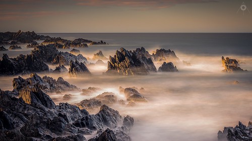 longexposure sunset sun seascape water canon landscape evening scotland seaside rocks waves aberdeenshire dusk tide coastline moray leefilters