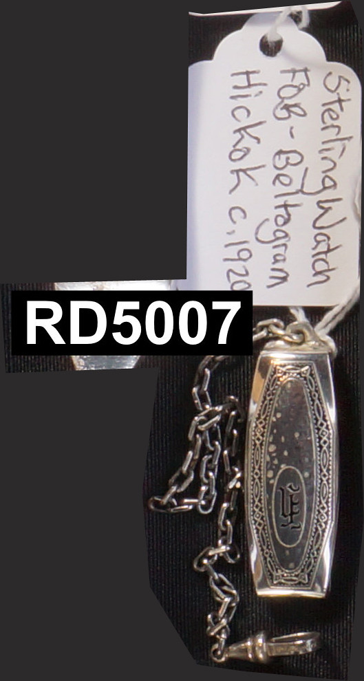 RD5007 Art Deco Sterling Silver Beltogram H matches Buckle RD5006 Both FOB and chain clasp marked Sterling Hickcok Manufacturing Sterling Silver Group 04