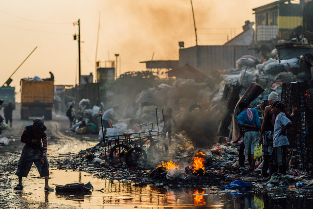 Scavengers Burning Trash, Tondo Garbage Dump, Manila Philippines