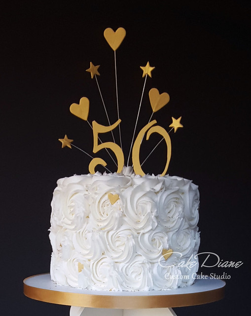 50th anniversary cupcake tower cake closeup