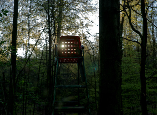seat hochsitz darmstadt wood forest sunrise plastic tree sun red dot