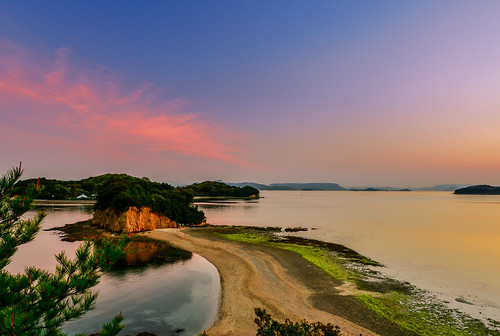 sunset sky beach shozu japan clouds outdoors islands scenery kagawa shodoshima setoinlandsea angelroad shikokuarea