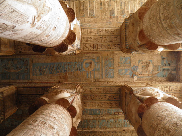Dendera, Hathor Temple, Hypostyle Hall, west half, ceiling