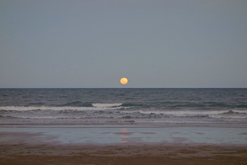 sunset sea moon