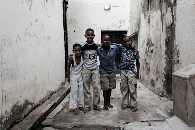 childrens in lamu island, kenya