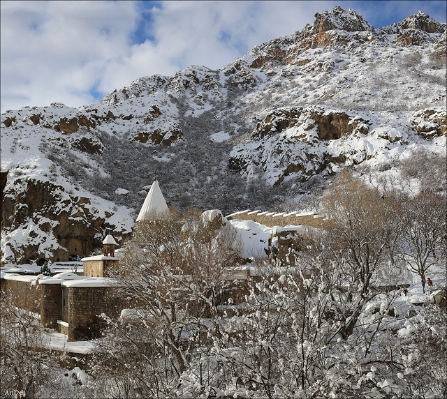 Geghard monastery in winter
