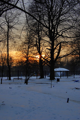 O zachodzie by klio2582, park winter sunset january bytom
