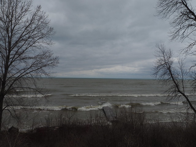 a gloomy windy day on the lake