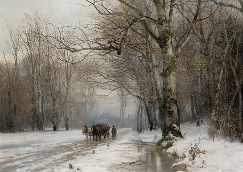 Anders Andersen Lundby – private collection. Winter Landscape with a Horse-Drawn Cart (1887) | by lack of imagination
