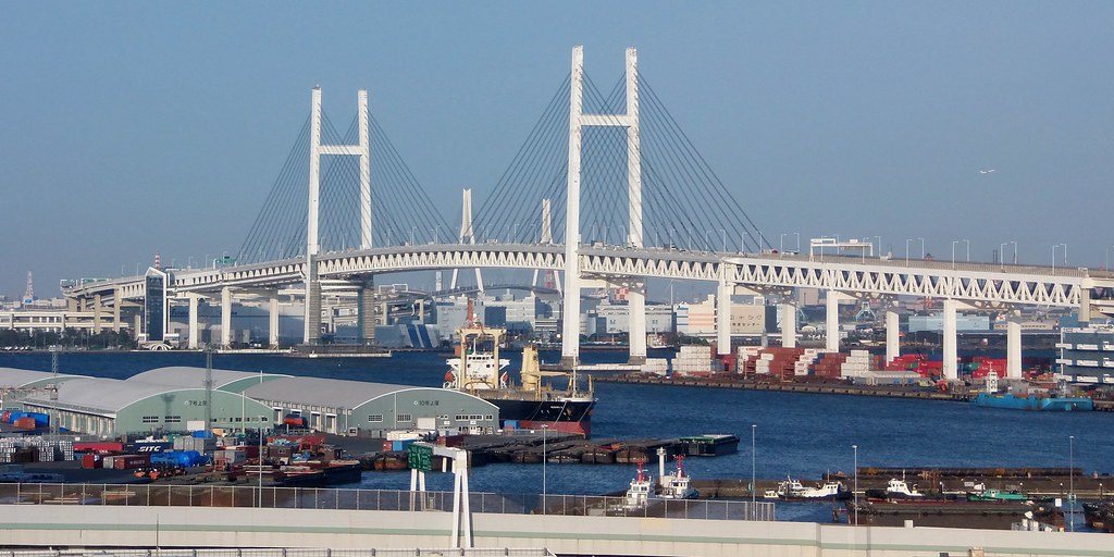 #6791 Yokohama Bay Bridge (横浜ベイブリッジ) from Harbour View Park (港の見える丘公園)