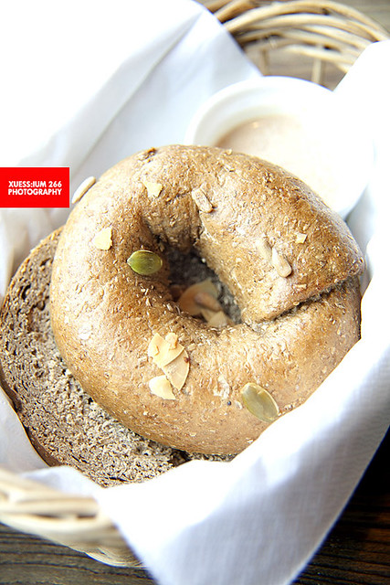Wholewheat Bagel With Almond Honey Butter Schmear