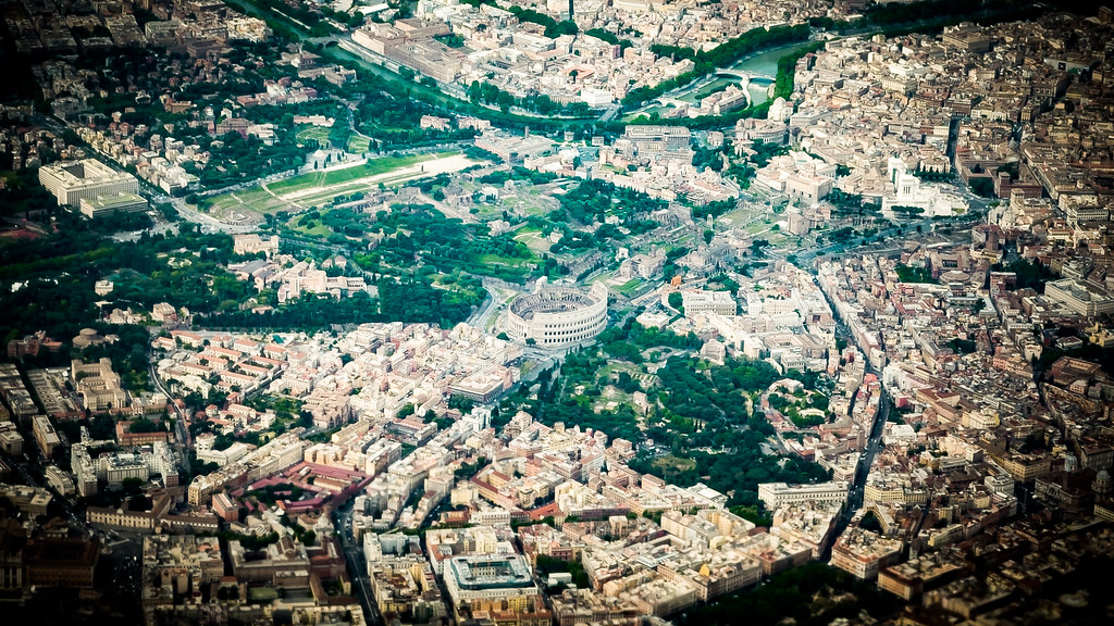 Aerial view of the Colosseum - Rome, Italy - Aerial photography