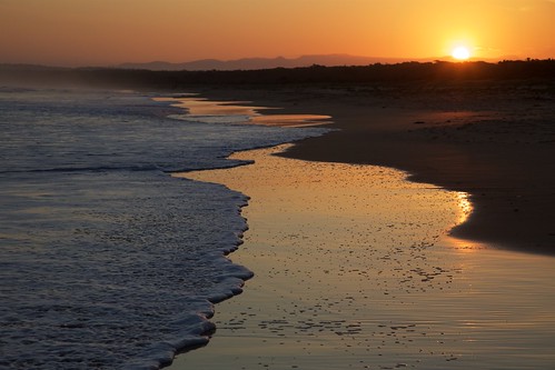 sunset sea sun seascape beach evening coast waves australia nsw sunflare nswsouthcoast broulee canonef24105mmf4lisusm canon6d bengellobeach
