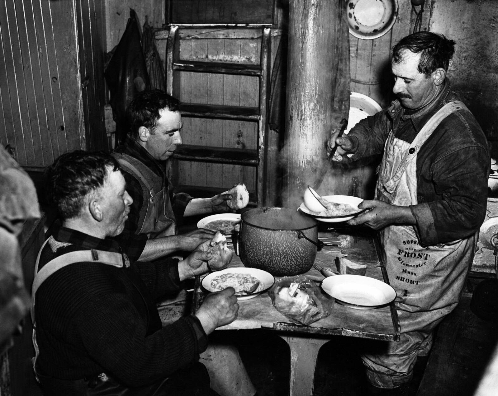 Dinner aboard the Frances and Marion, a Portuguese drag trawler