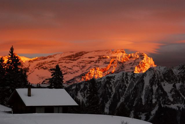 Sunset over Les Diablerets from Solacyre