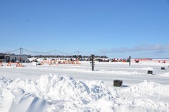 Drag strip -- Snowmobile racing and show on Houghton Lake, Michigan