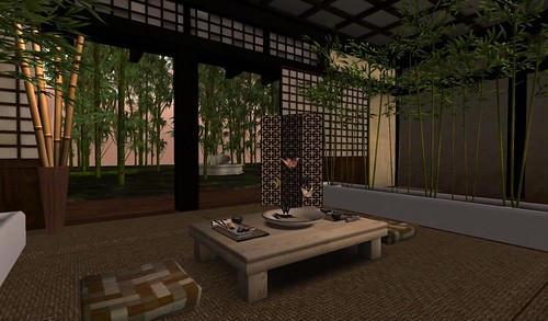 Pastiche-Mio Tea Table & LEP Umbrella Fountain | by Hidden Gems in Second Life (Interior Designer)